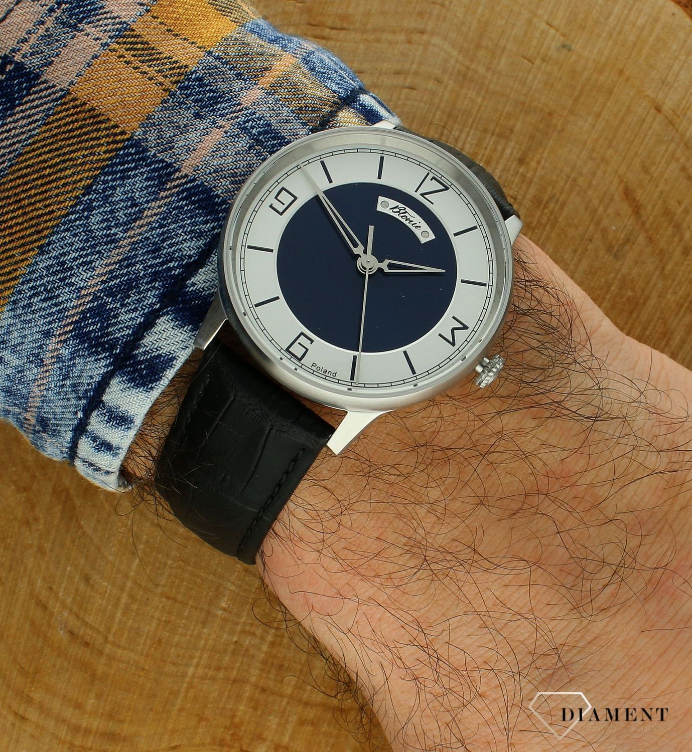 Polski zegarek automatyczny męski Błonie Polan 2. ⌚ Grawer na zegarku gratis 🔝 Męski zegarek na pasku klasyk🎁Prezent na Walent.jpg